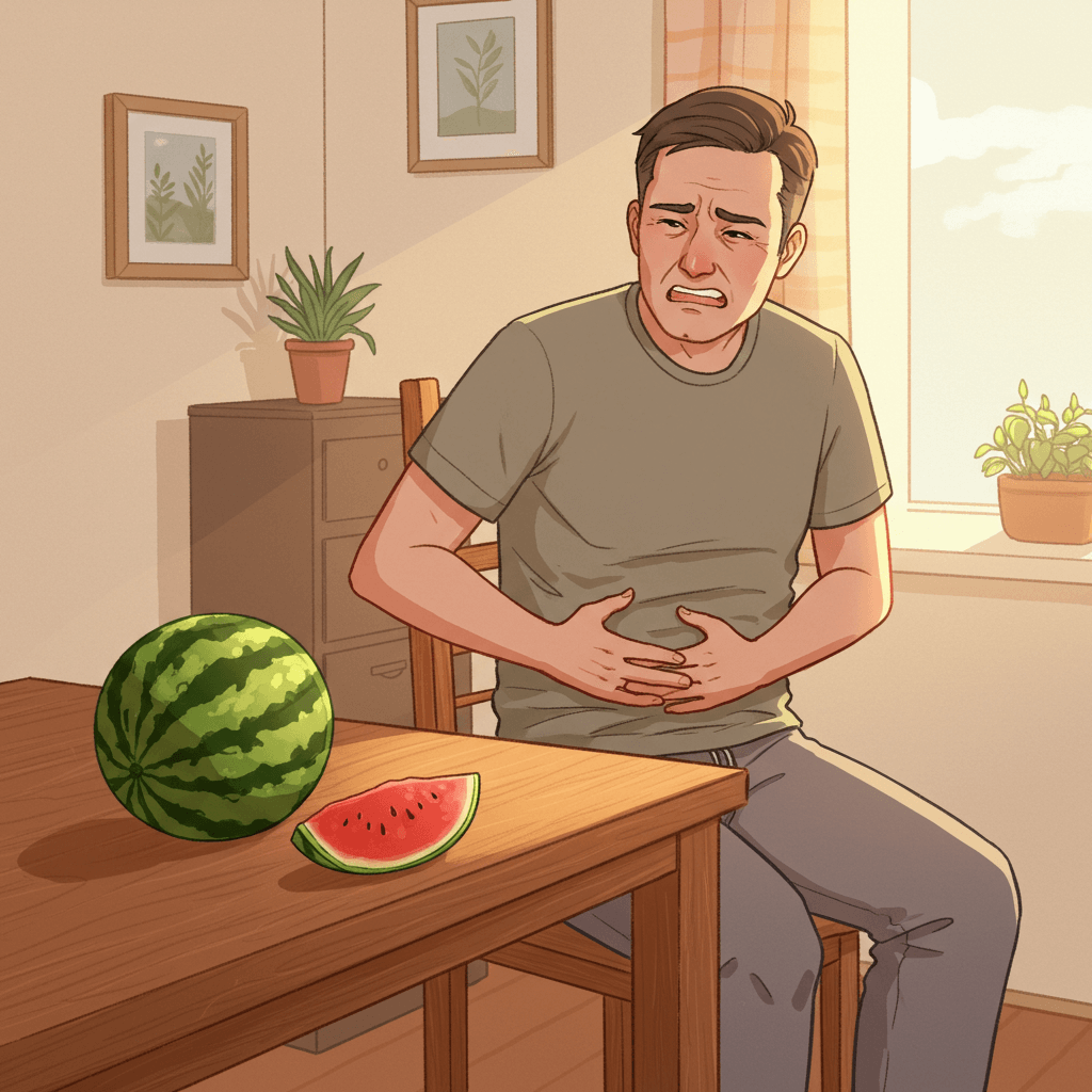 수박을 먹고 탈이난 남자