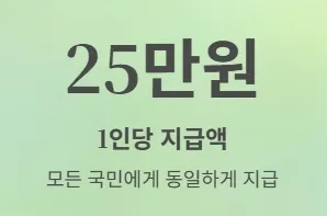 전국민 민생지원금 25만원 1인당 지급액