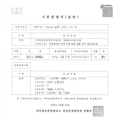 기본증명서 인터넷 발급