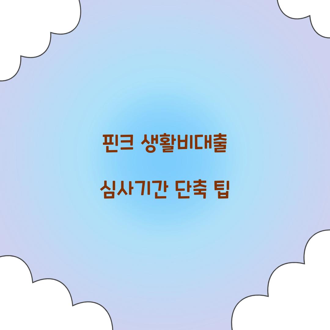 핀크 생활비대출 심사기간 단축 팁 