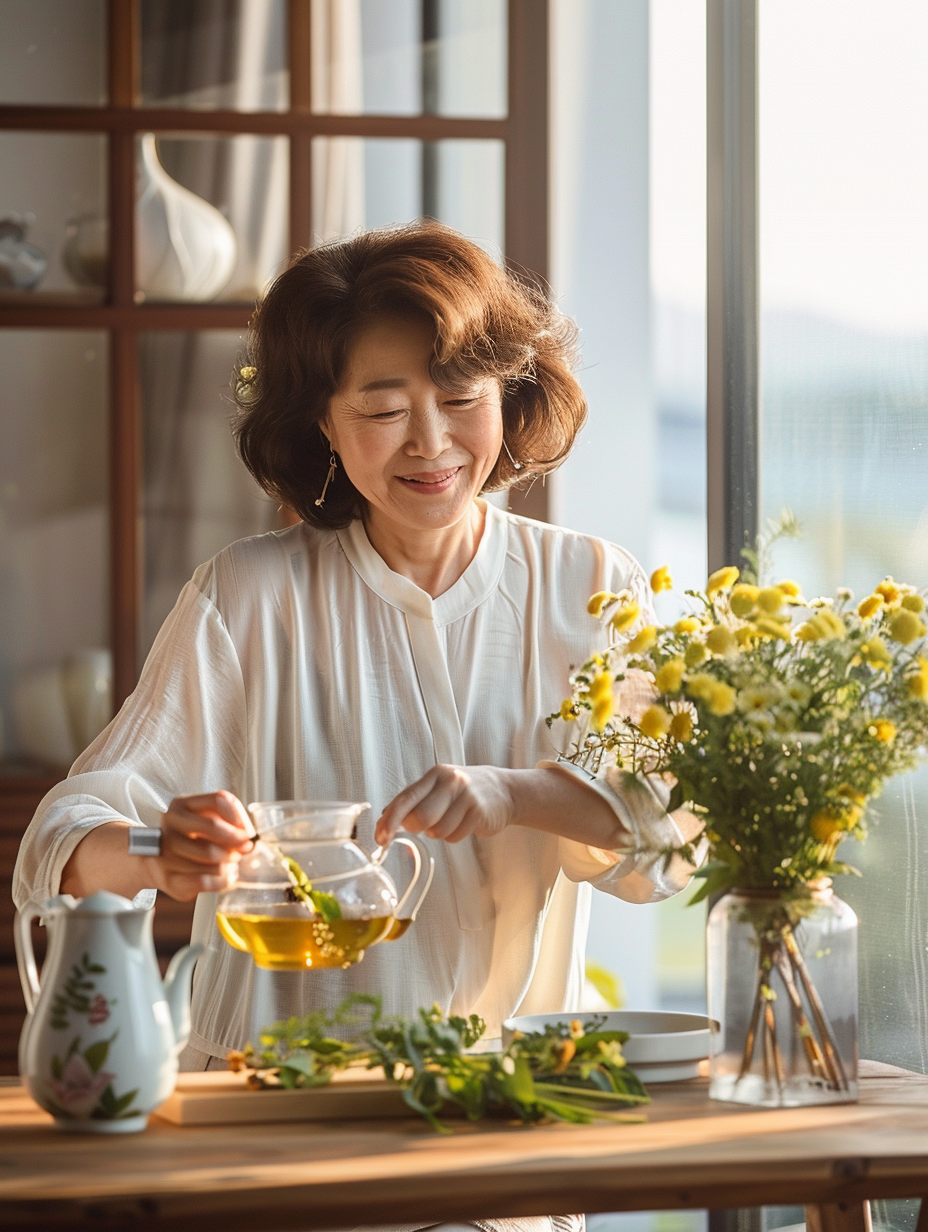 차를-만들고-있는-여성