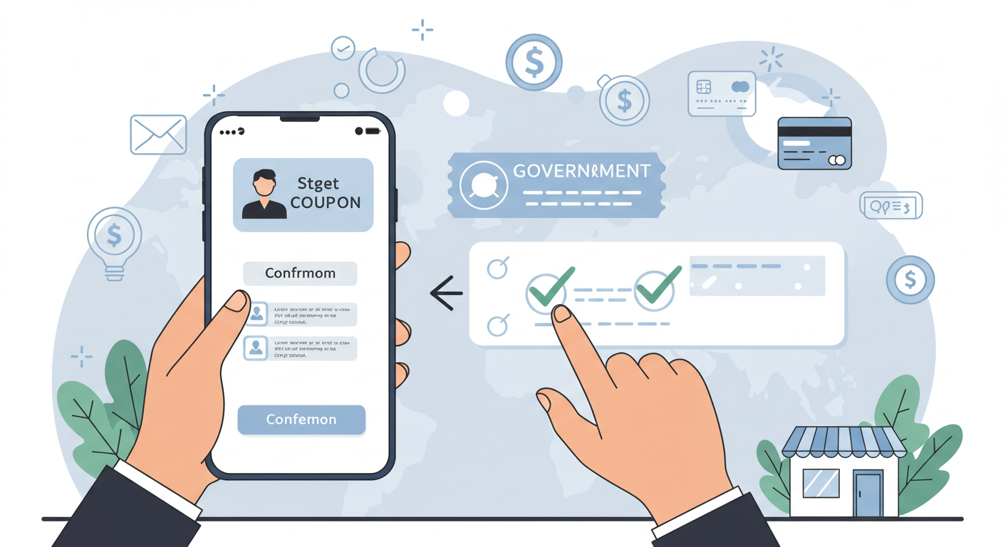 소비쿠폰을 모바일 앱에 등록하고 사용하는 모습