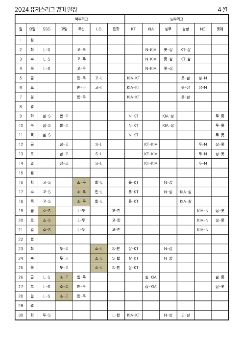 KBO 퓨처스리그 일정(피치클락, 베이스 크기 확대)