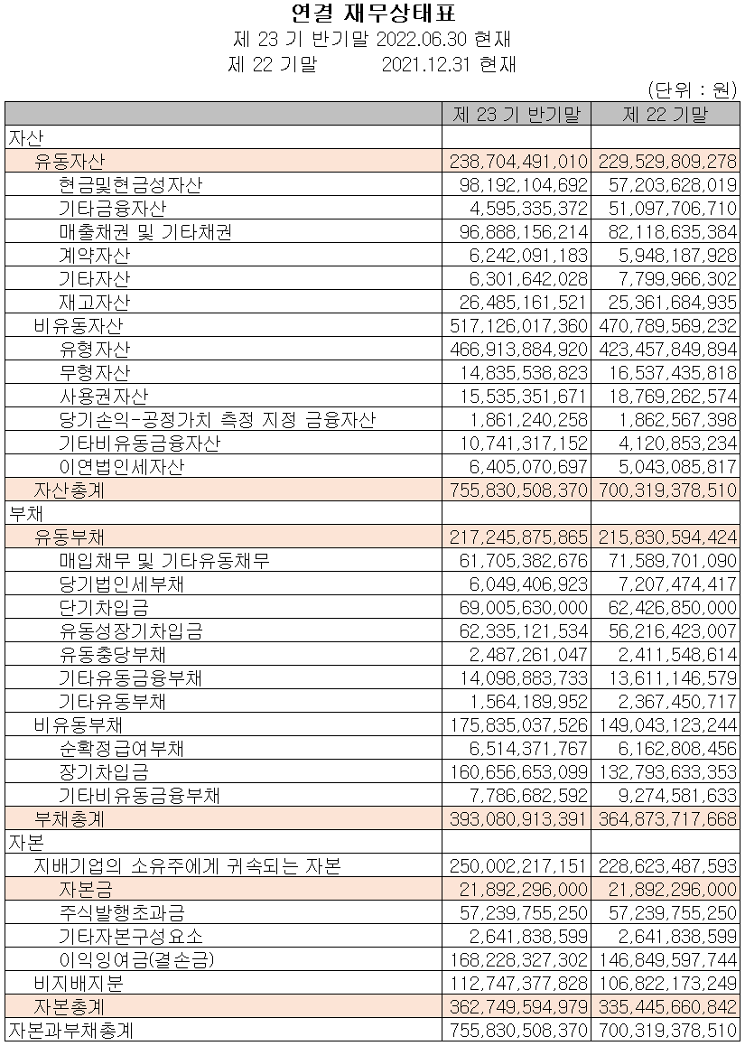 엘비세미콘 - 재무상태표