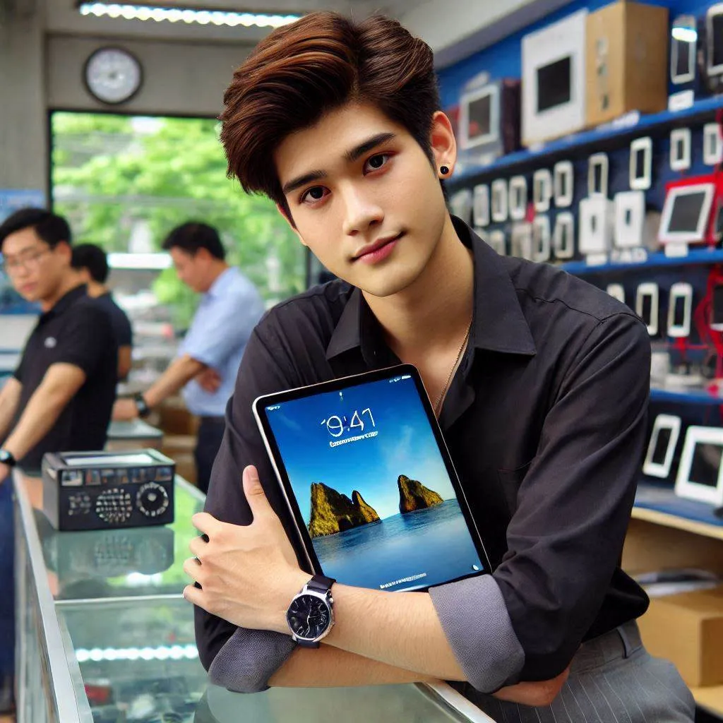 인천 IT전당포 직원이 아이패드를 감정하는 모습