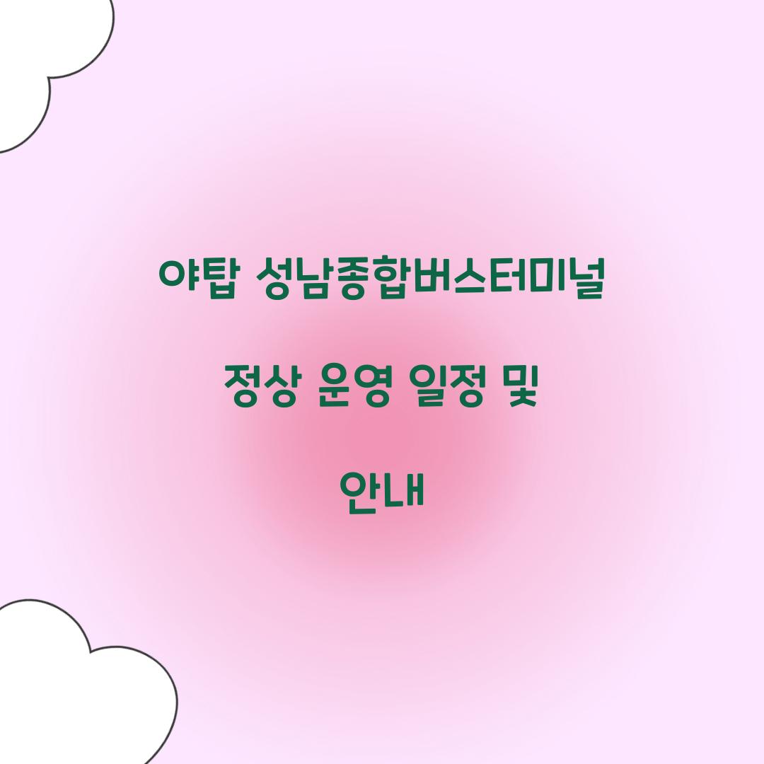 야탑 성남종합버스터미널 정상 운영