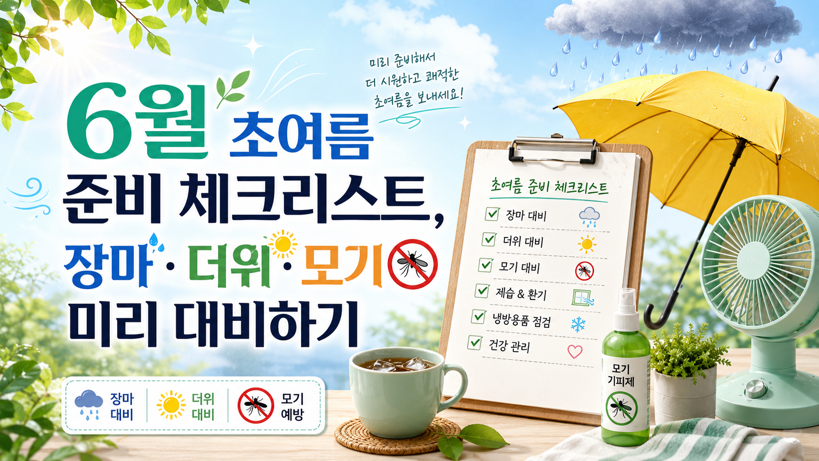 6월 초여름 준비 체크리스트, 장마·더위·모기 미리 대비하기