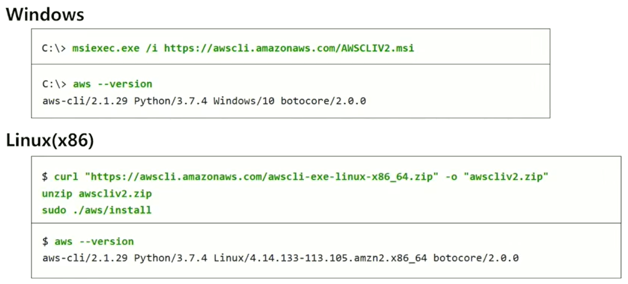 AWS CLI 설치 (예시)