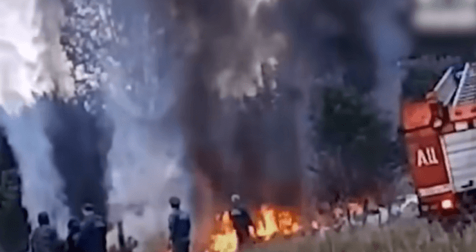 프리고진이 탑승한 비행기가 추락한 현장