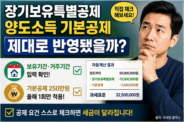 장기보유 특별공제 양도소득 기본공제 이미지사진
