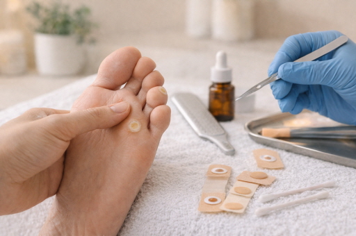 발바닥 티눈 제거하는 사진