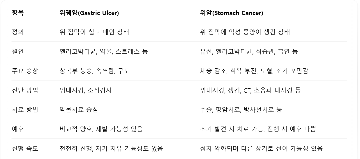 위궤양-위암-간단-비교