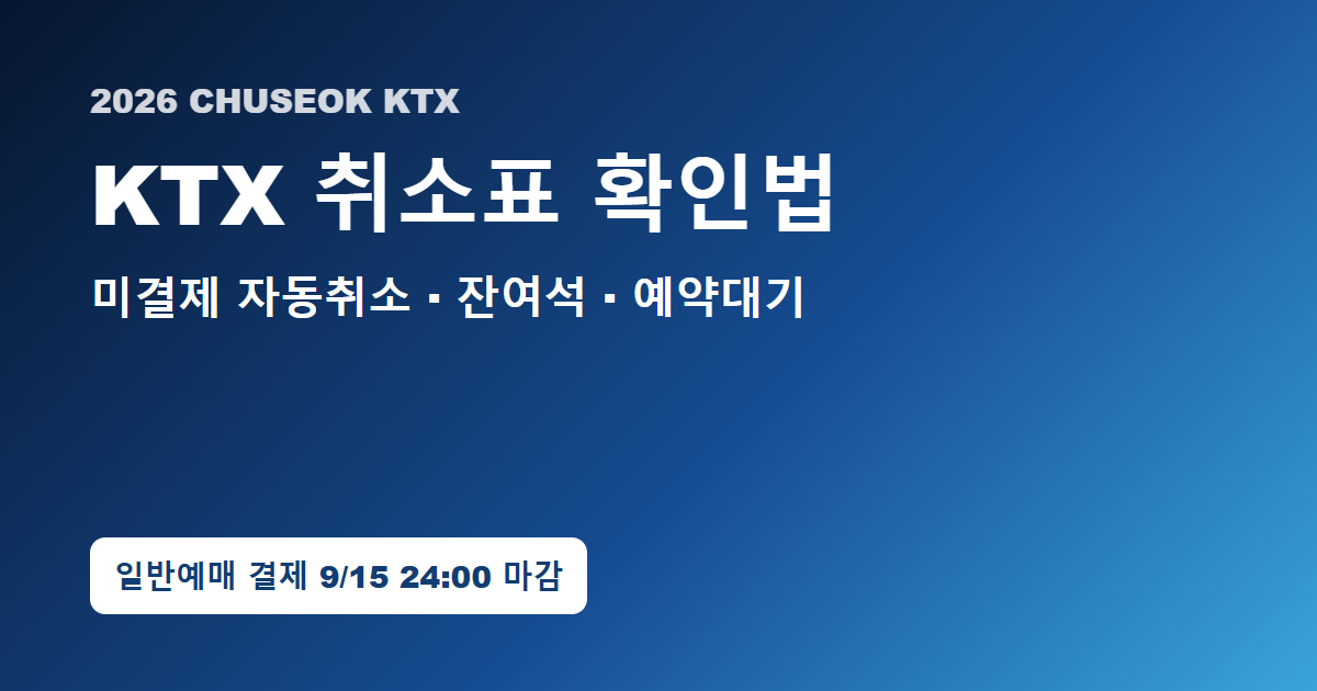 2026 추석 KTX 미결제 자동취소와 잔여석 예약대기 확인 방법을 정리한 이미지