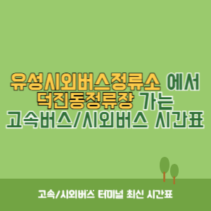 유성시외버스정류소에서 덕진동정류장 가는 시외버스 시간표 최신정보