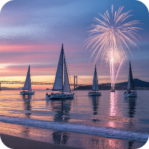 부산 광안리 불꽃놀이 요트 이미지(가상)