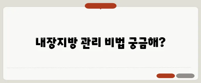 내장지방 빼는법 효과적인 다이어트 방법