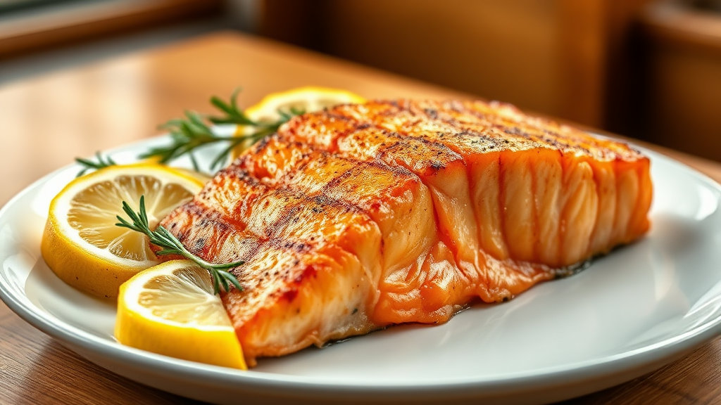 맛있게 구워진 연어 스테이크