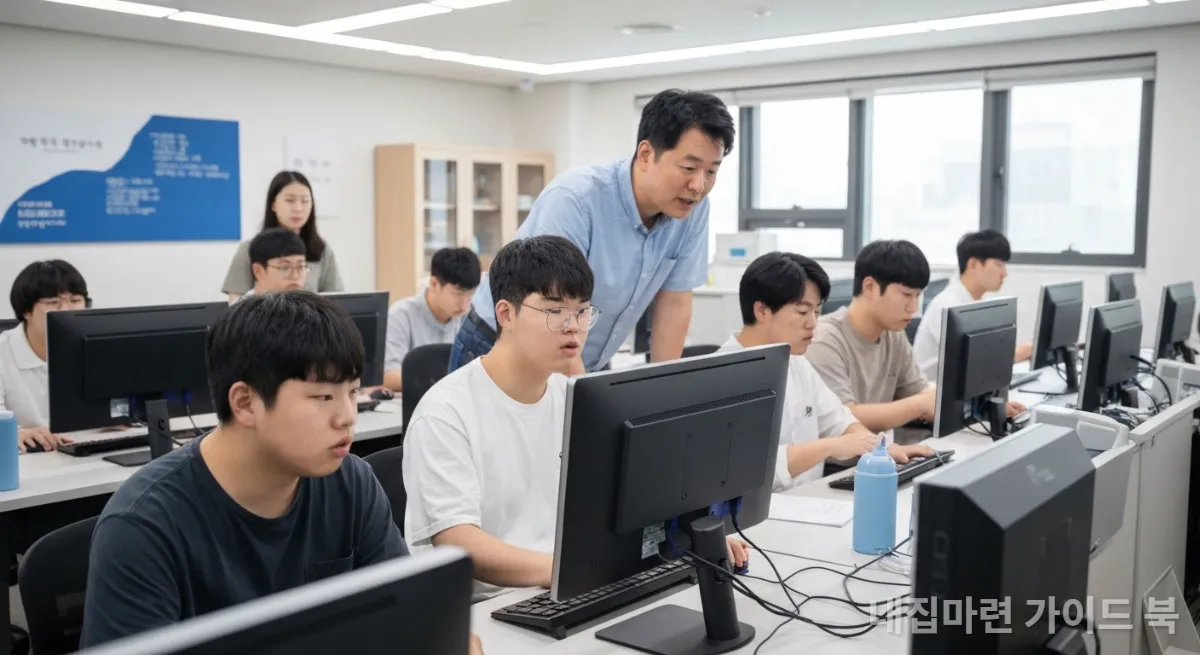 장애인과 비장애인이 함께 직업 훈련을 받는 모습