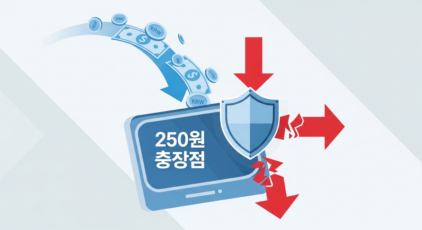 월 250만원이 압류로부터 보호되는 생계비 통장의 원리를 보여주는 인포그래픽, 안전한 자금 흐름과 보호를 상징.