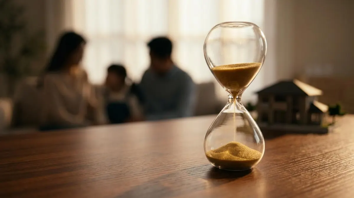 6월 1일 건강보험료 산정 기준일을 앞두고 시간의 중요성을 나타내는 모래시계