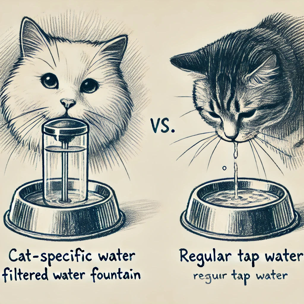 고양이 전용 물 vs 일반 물 관련 이미지