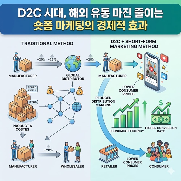 숏폼 마케팅이 D2C 시대 해외 유통 마진을 줄이는 경제적 효과