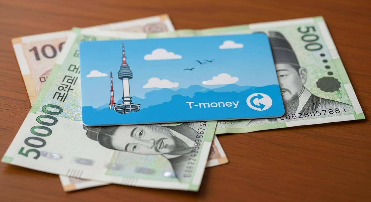 두 장의 티머니 카드 사이에서 잔액을 교환하는 모습