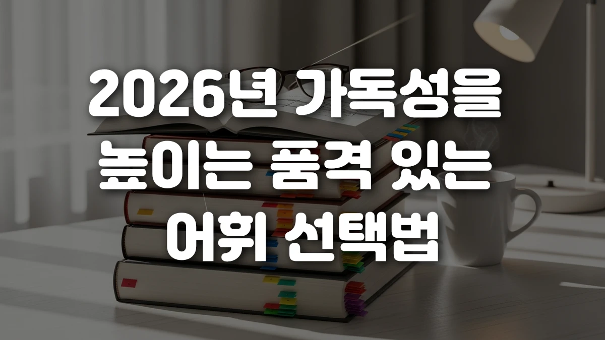 2026년 가독성을 높이는 품격 있는 어휘 선택법
