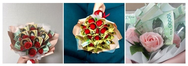 돈 꽃다발 사진들
