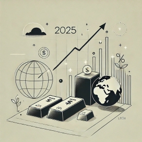 금 투자와 전망을 상징하는 금괴 아이콘, 상승 그래프, 지구 아이콘 포함으로 구성한 썸네일