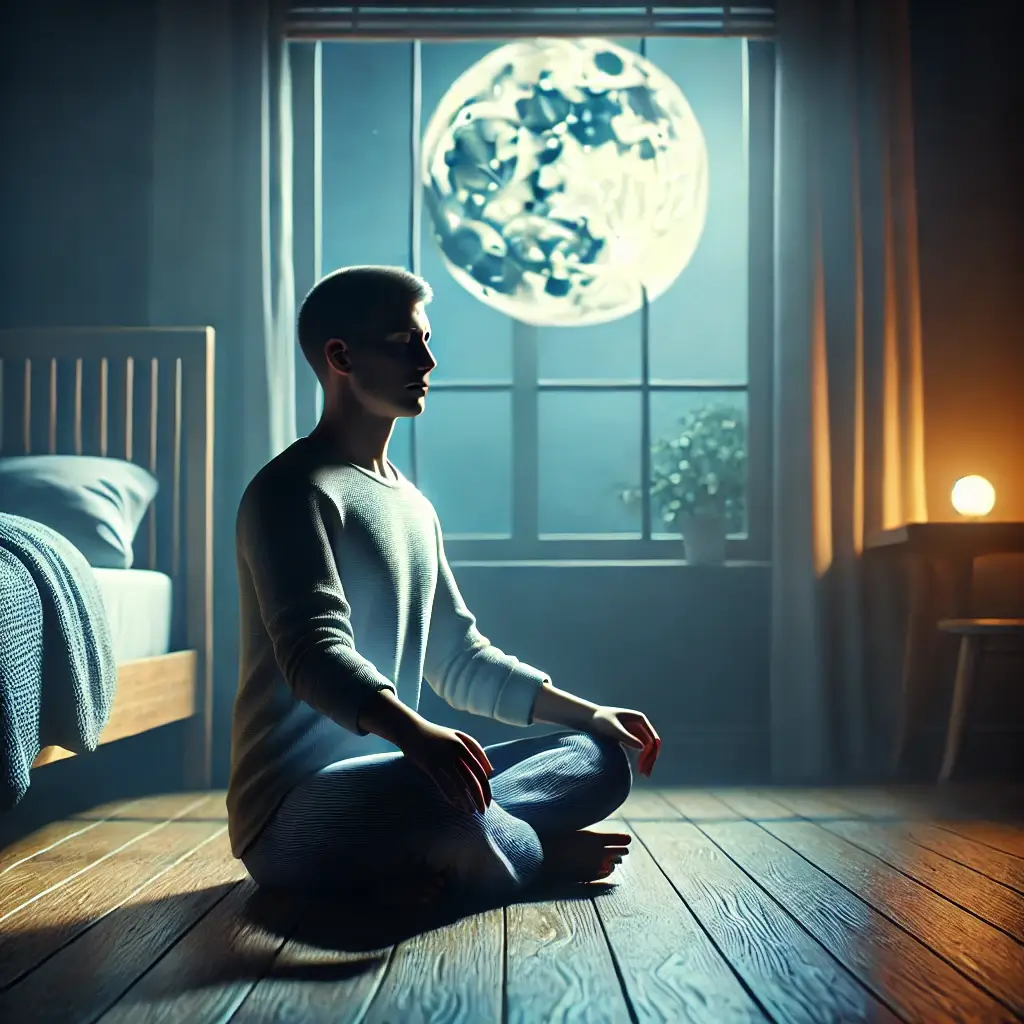 규칙적인-수면을-위해-조용히-명상하는-모습