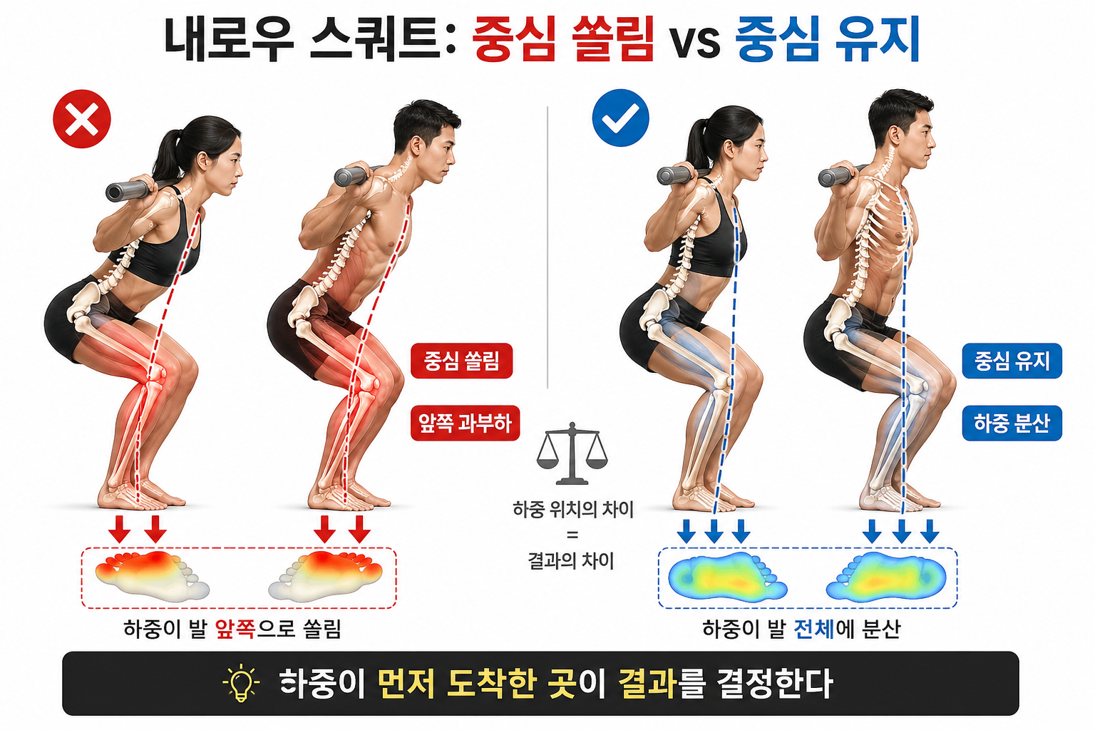 &ldquo;내로우 스쿼트: 중심 쏠림 vs 중심 유지&rdquo;