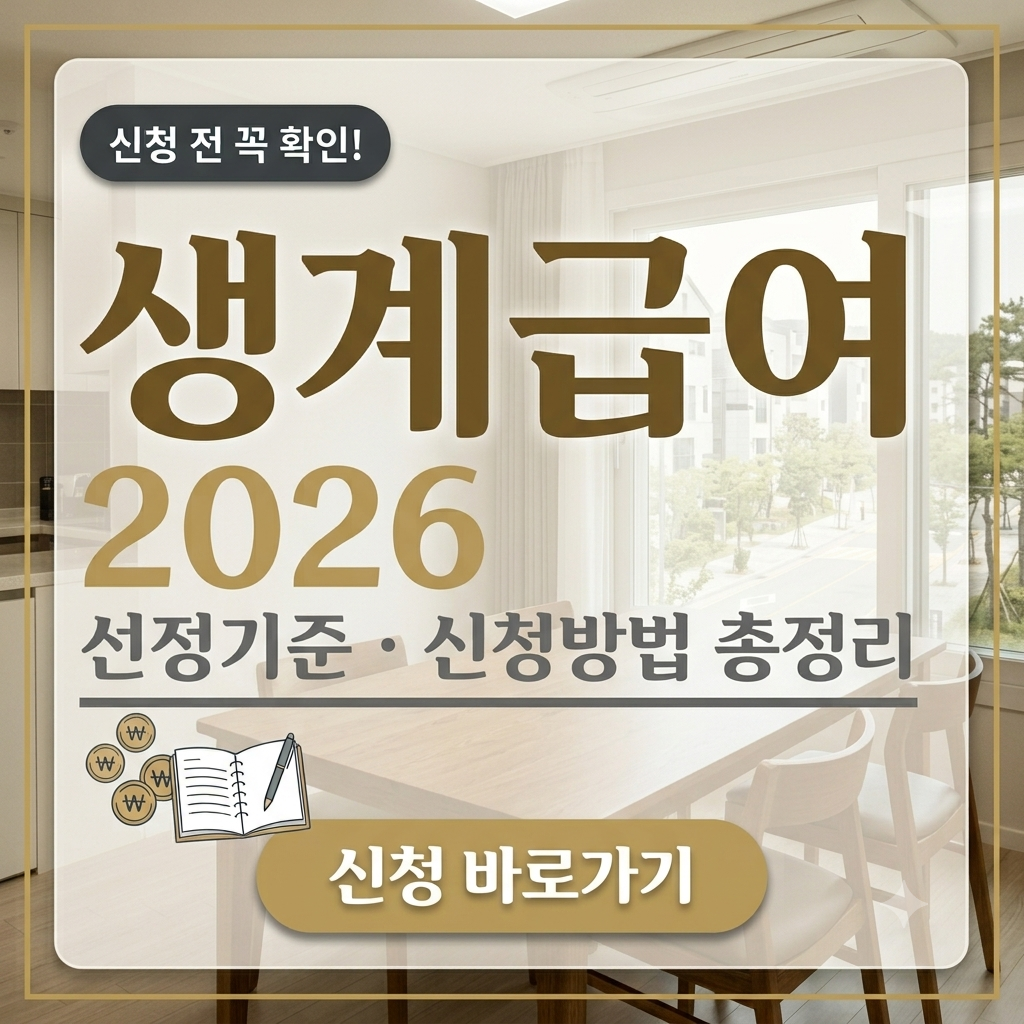 생계급여 2026 금액 선정기준 자격조건 신청방법 기준중위소득 확인하기