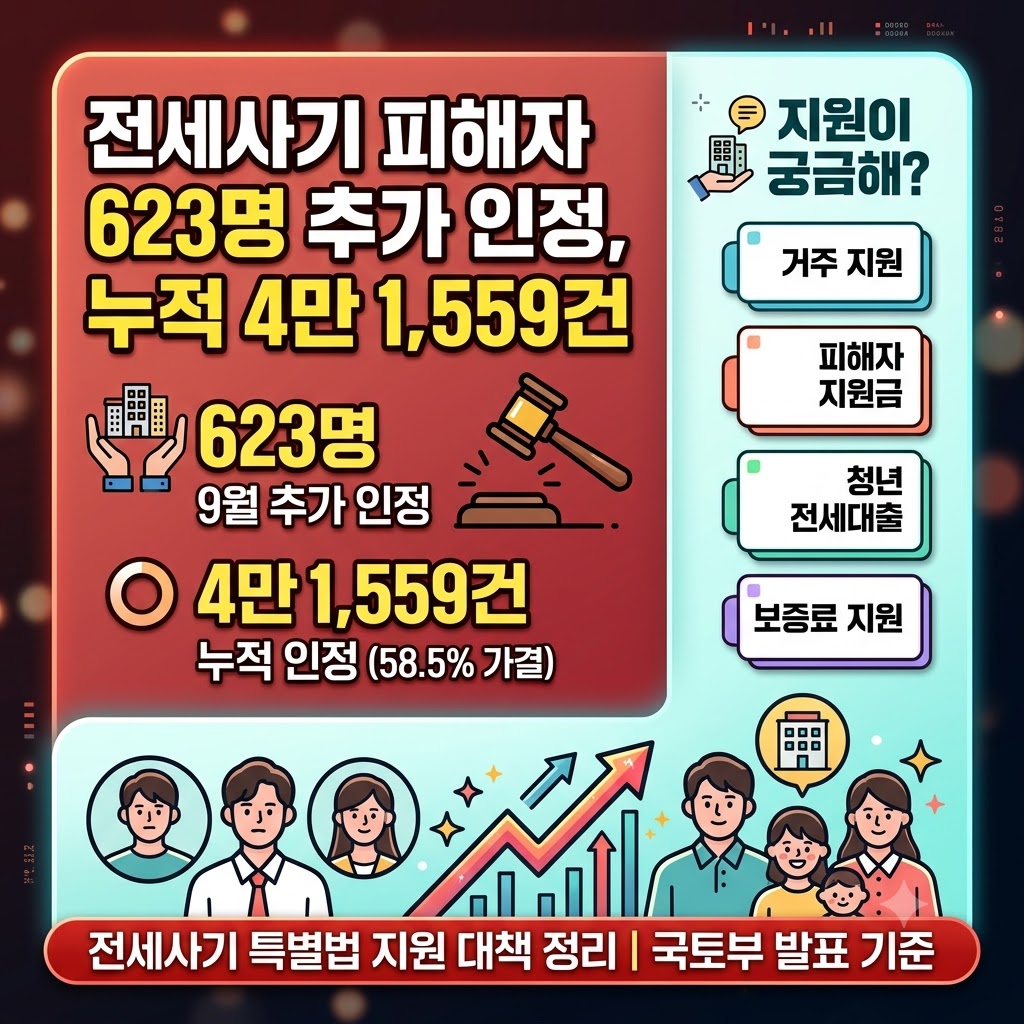 2026 전세사기 피해자 623명 추가 인정, 내 보증금도 돌려받을 수 있을까? 누적 4만1559건·피해자 지원금·11월 13일 최소보장제 신청방법 총정리 관련사진