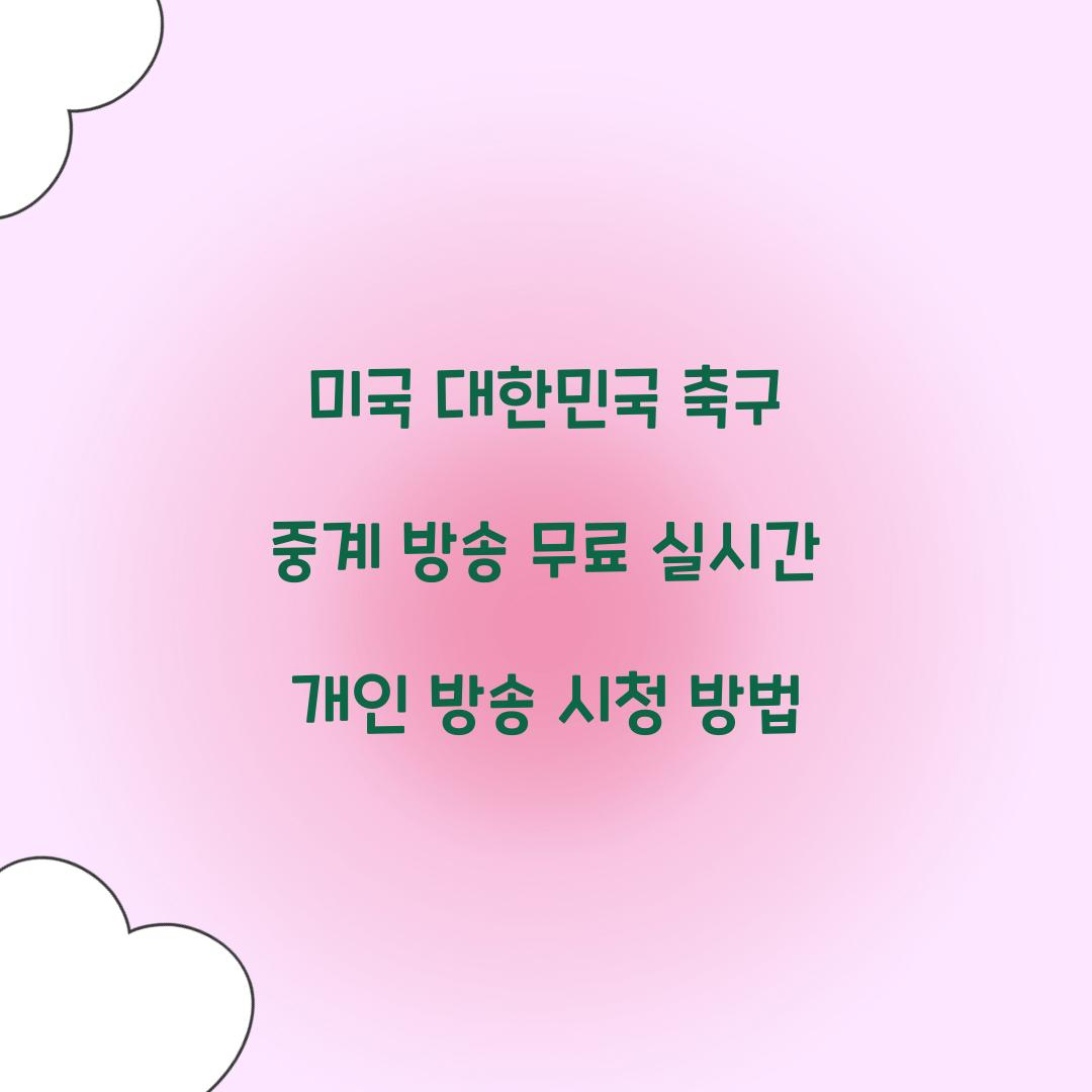 미국 대한민국 축구 중계 방송