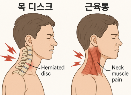 목 디스크와 근육통 구별법 관련 사진