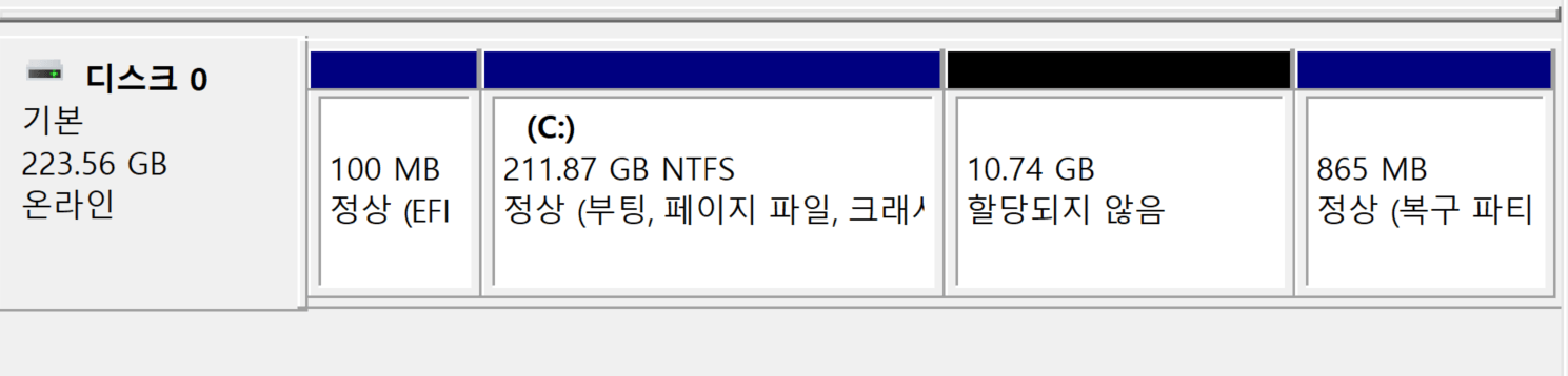 D 드라이브 생성됨