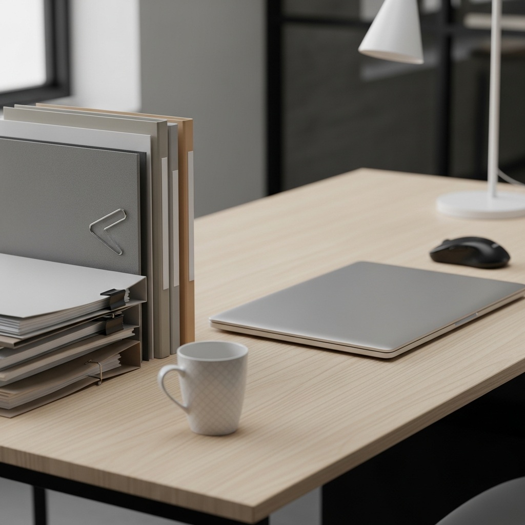 귀농 준비를 위한 행정 서류와 기록을 정리한 작업 환경