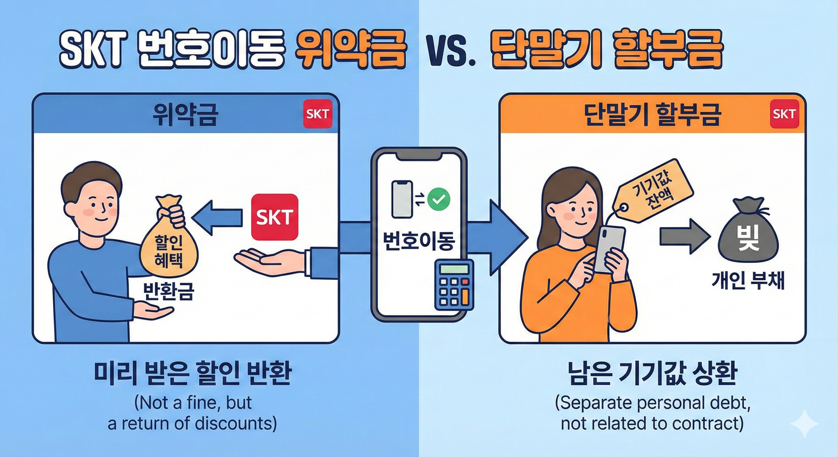 SKT 번호이동 위약금과 단말기 할부금 비교