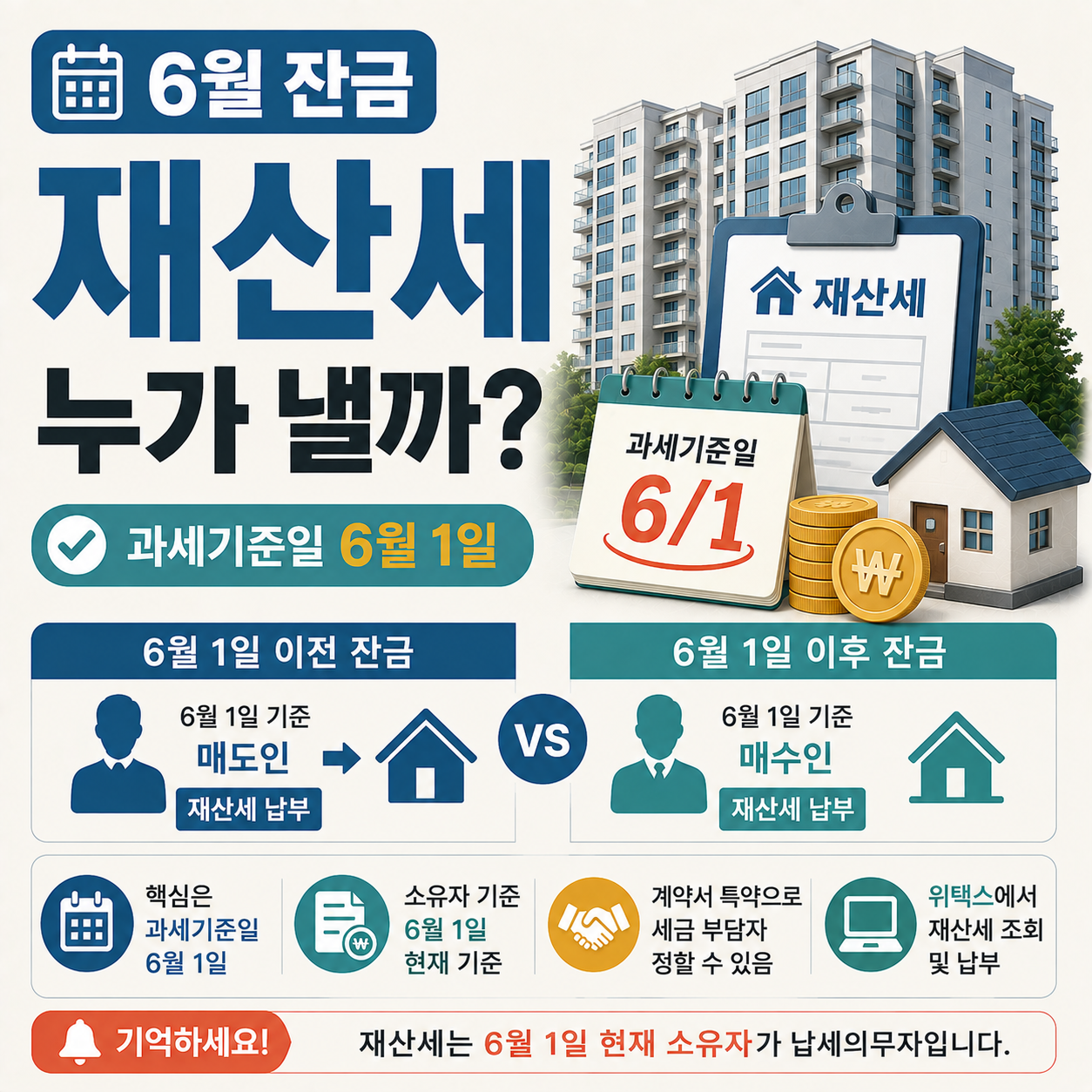 6월 아파트 잔금과 재산세 납세의무자 안내 이미지