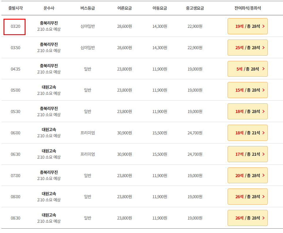 청주 인천공항 리무진 버스 시간표 요금 예매방법