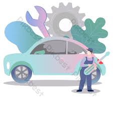 자동차점검하는 일러스트