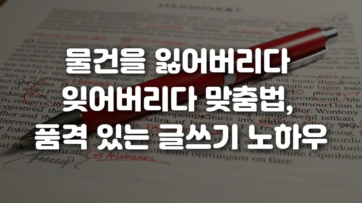 물건을 잃어버리다 잊어버리다 맞춤법 품격 있는 글쓰기 노하우