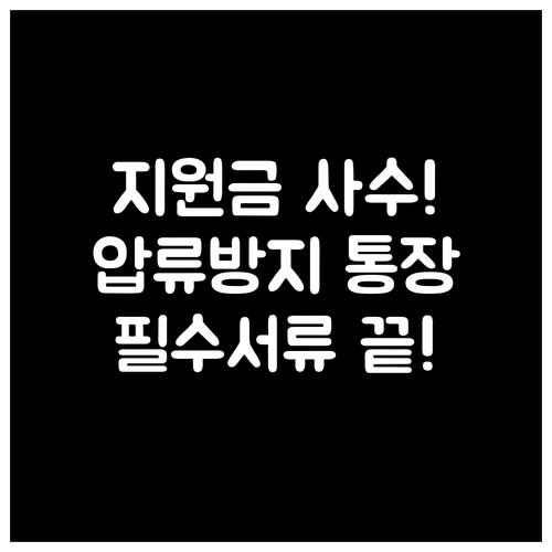 정부 지원금 압류 방지 통장 발급 기..