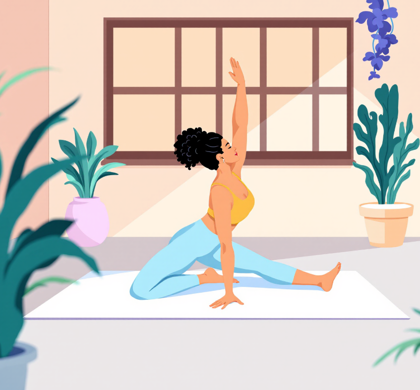 여성 건강을 위해 스트레칭하는 여성의 이미지