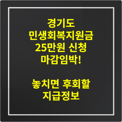 경기도 민생회복지원금 25만원 신청 마감임박! 놓치면 후회할 지급정보