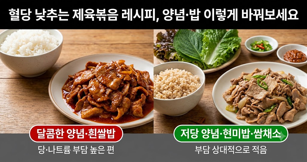 혈당 낮추는 제육볶음 레시피, 양념·밥