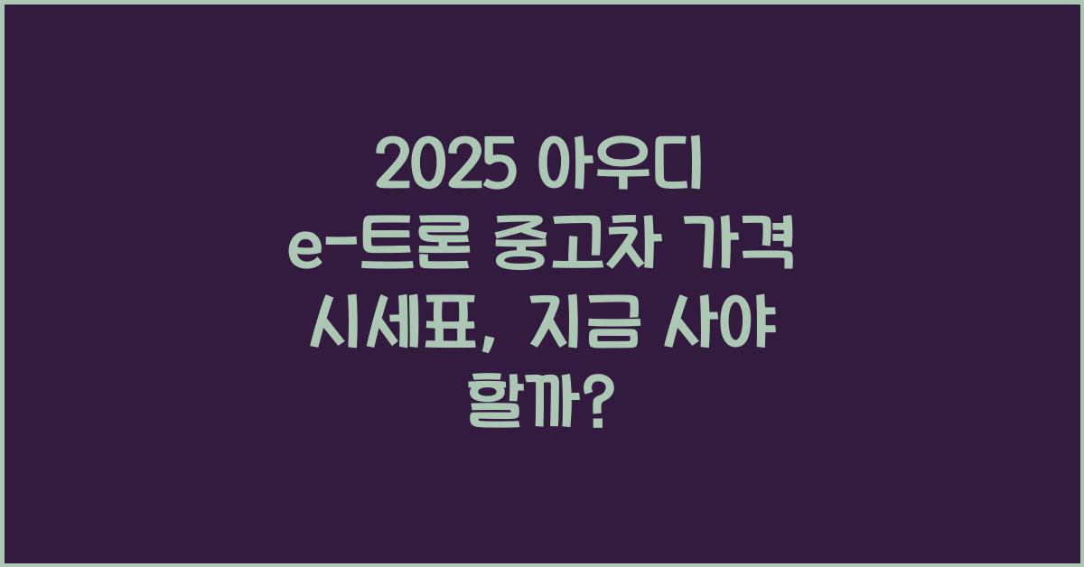 2025 아우디 e-트론 중고차 가격 시세표