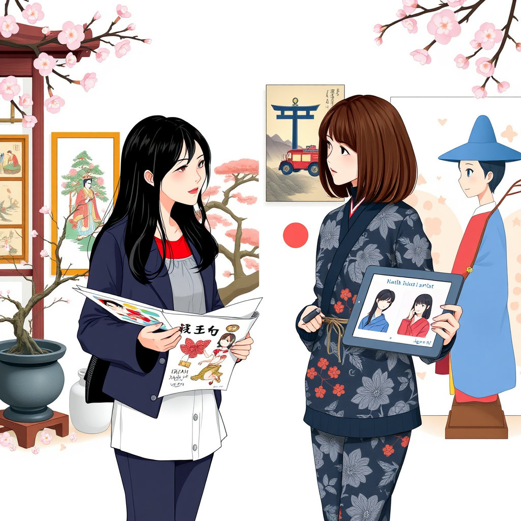 일본과 한국 여대생이 선호하는 동양 화가 비교