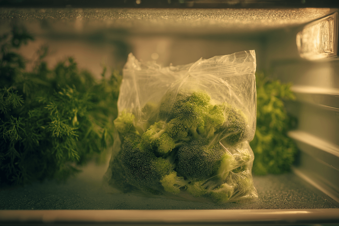 비닐에-담겨-냉장고에-보관중인-브로콜리